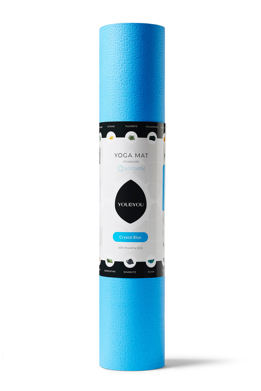 Yoga mat infused with Biocrystal®; a powder of 16 different crystals selected for their strong relaxing effect on Body & Mind.