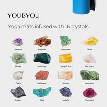 Load image into Gallery viewer, Yoga mat infused with Biocrystal®; a powder of 16 different crystals selected for their strong relaxing effect on Body &amp; Mind.
