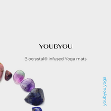 Load image into Gallery viewer, Yoga mat infused with Biocrystal®; a powder of 16 different crystals selected for their strong relaxing effect on Body &amp; Mind.
